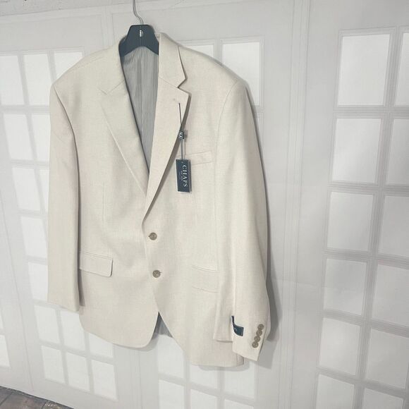 Chaps NWT Off White Two-Button Long Sleeve Single Breasted Blazer Jacket Size 46 - Picture 3 of 8
